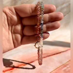 Encirkled Hand Knotted Gemstone and 18k Paper Clip Chain Necklace